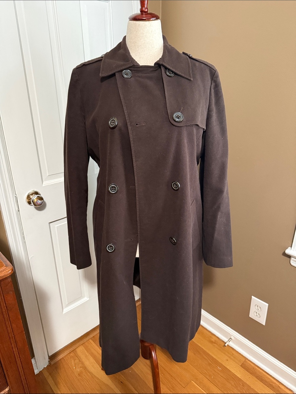 GAP Women's Dark Brown Double-Breasted Trench Coat